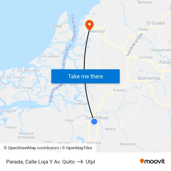 Parada, Calle Loja Y Av. Quito to Utpl map