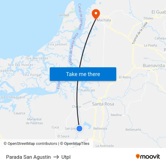 Parada San Agustín to Utpl map