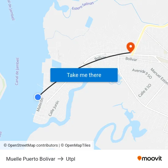 Muelle Puerto Bolívar to Utpl map