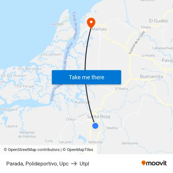 Parada, Polideportivo, Upc to Utpl map