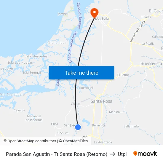 Parada San Agustin - Tt Santa Rosa (Retorno) to Utpl map