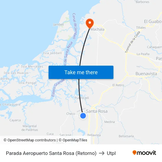 Parada Aeropuerto Santa Rosa (Retorno) to Utpl map