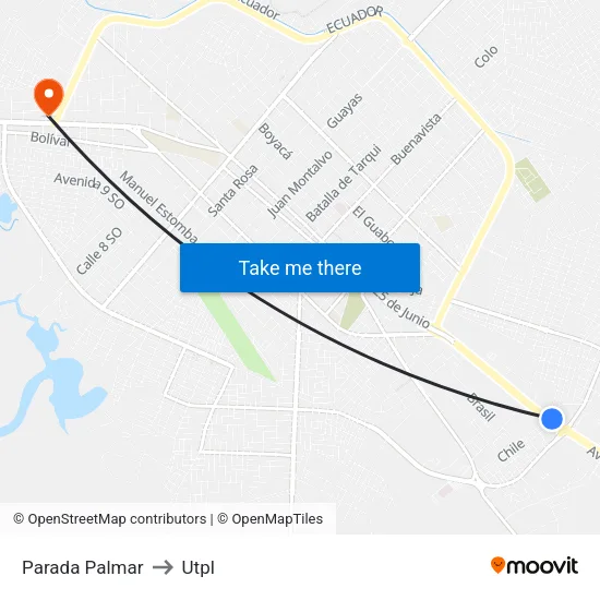 Parada Palmar to Utpl map