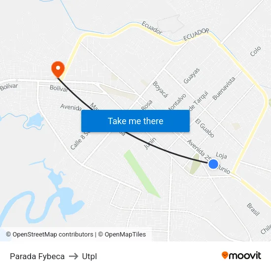 Parada  Fybeca to Utpl map