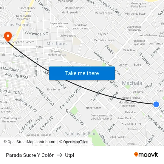 Parada Sucre Y Colón to Utpl map