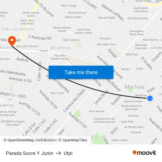 Parada Sucre Y Junín to Utpl map