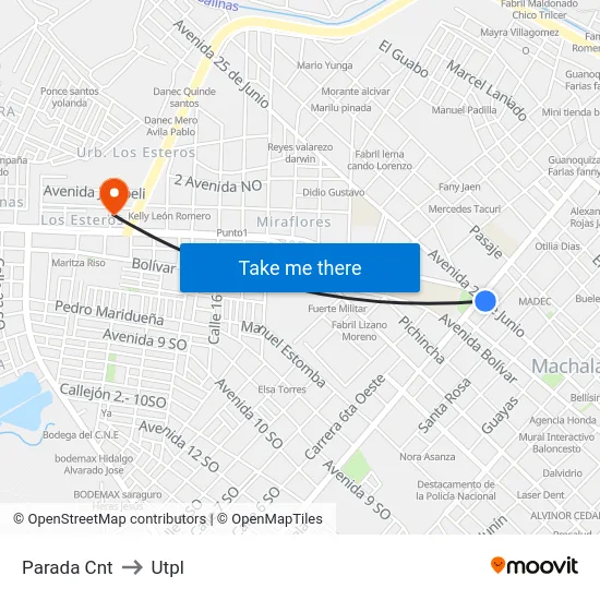 Parada Cnt to Utpl map