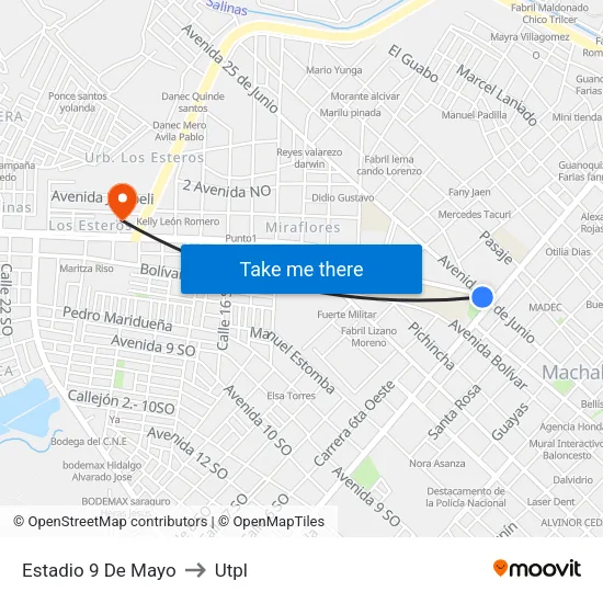 Estadio 9 De Mayo to Utpl map