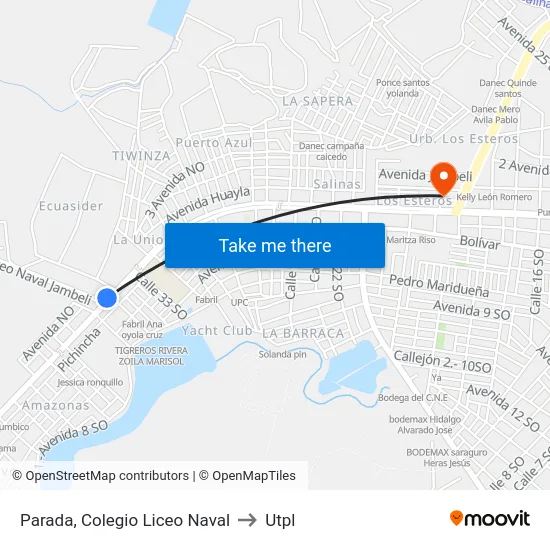Parada, Colegio Liceo Naval to Utpl map