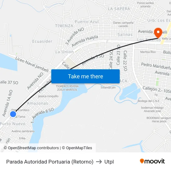 Parada Autoridad Portuaria (Retorno) to Utpl map