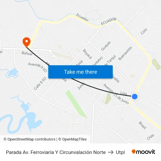 Parada Av. Ferroviaría Y Circunvalación Norte to Utpl map