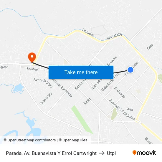 Parada, Av. Buenavista Y Errol Cartwright to Utpl map