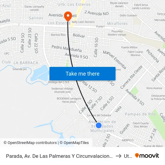 Parada, Av. De Las Palmeras Y Circunvalacion Sur to Utpl map
