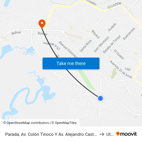 Parada, Av. Colón Tinoco Y Av. Alejandro Castro to Utpl map