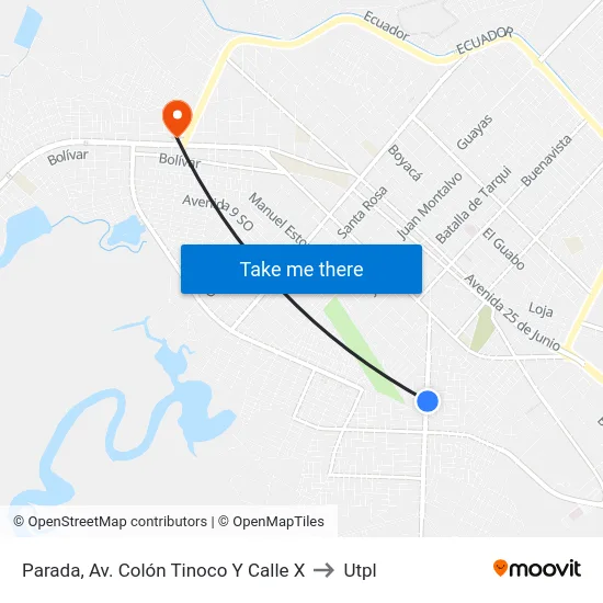 Parada, Av. Colón Tinoco Y Calle X to Utpl map
