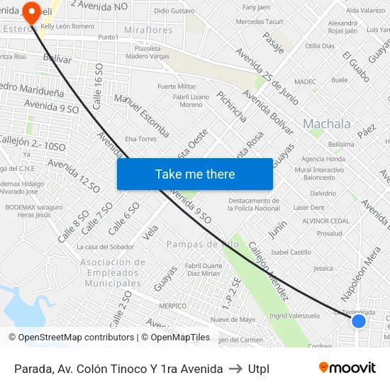 Parada, Av. Colón Tinoco Y 1ra Avenida to Utpl map