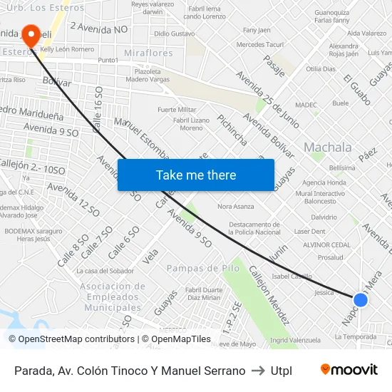 Parada, Av. Colón Tinoco Y Manuel Serrano to Utpl map