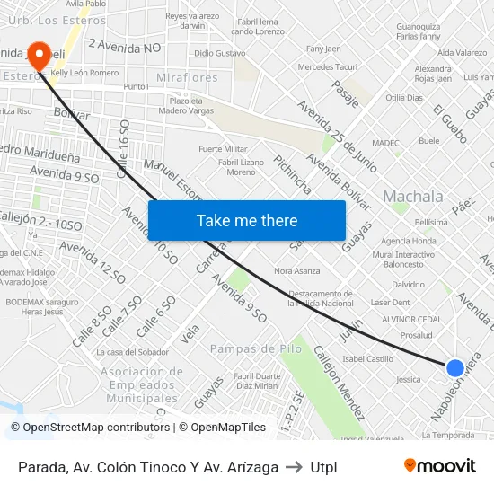 Parada, Av. Colón Tinoco Y Av. Arízaga to Utpl map