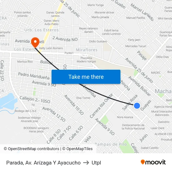 Parada, Av. Arízaga Y Ayacucho to Utpl map