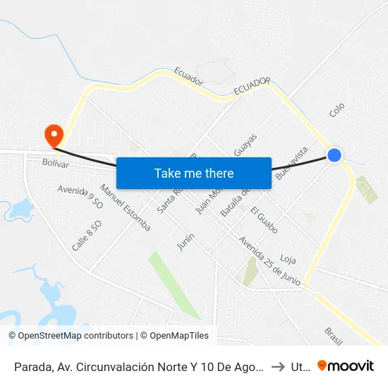 Parada, Av. Circunvalación Norte Y 10 De Agosto to Utpl map