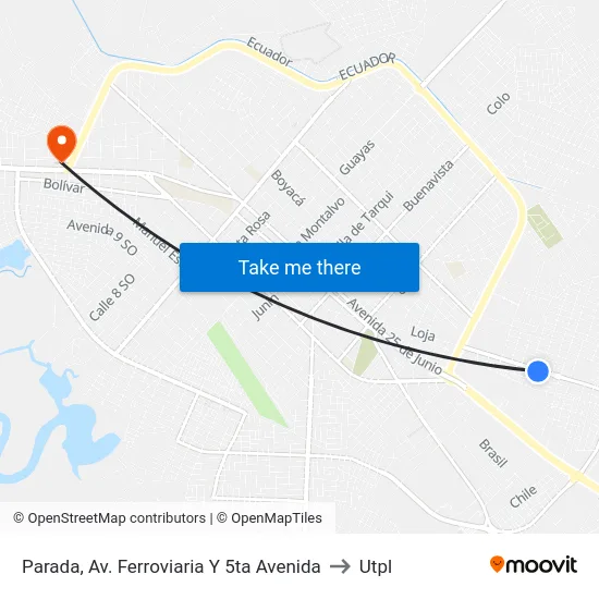 Parada, Av. Ferroviaria Y 5ta Avenida to Utpl map