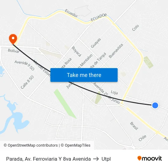Parada, Av. Ferroviaria Y 8va Avenida to Utpl map