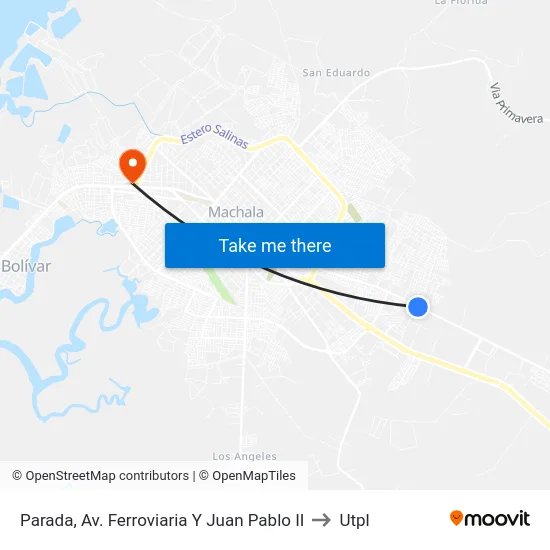 Parada, Av. Ferroviaria Y Juan Pablo II to Utpl map