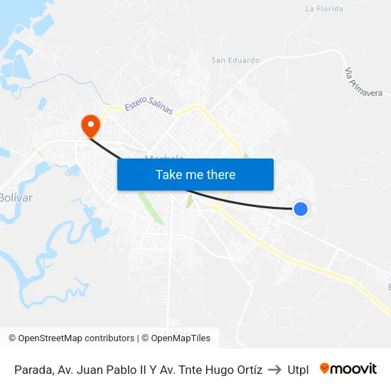 Parada, Av. Juan Pablo II Y Av. Tnte Hugo Ortíz to Utpl map