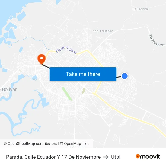 Parada, Calle Ecuador Y 17 De Noviembre to Utpl map