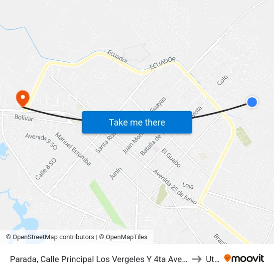 Parada, Calle Principal Los Vergeles Y 4ta Avenida to Utpl map