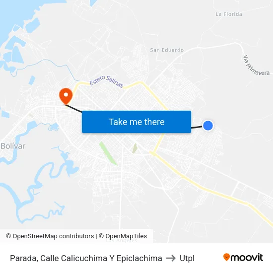 Parada, Calle Calicuchima Y Epiclachima to Utpl map