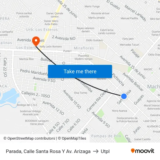 Parada, Calle Santa Rosa Y Av. Arízaga to Utpl map