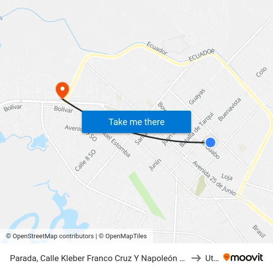 Parada, Calle Kleber Franco Cruz Y Napoleón Mera to Utpl map