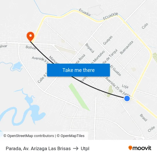 Parada, Av. Arízaga Las Brisas to Utpl map