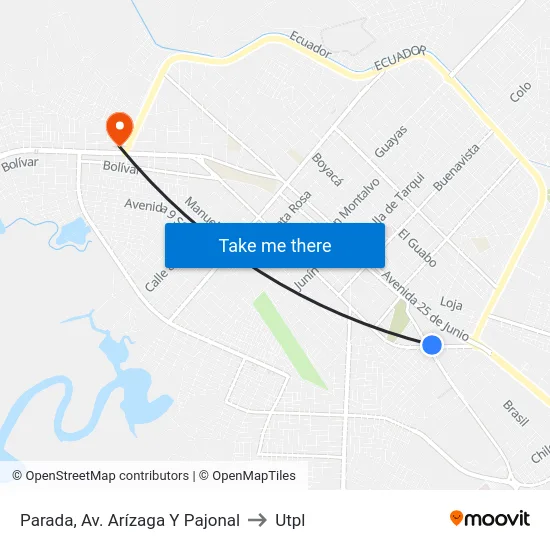 Parada, Av. Arízaga Y Pajonal to Utpl map