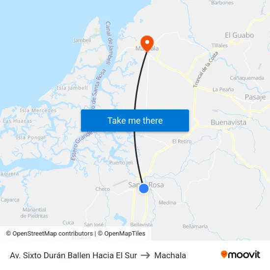 Av. Sixto Durán Ballen Hacia El Sur to Machala map