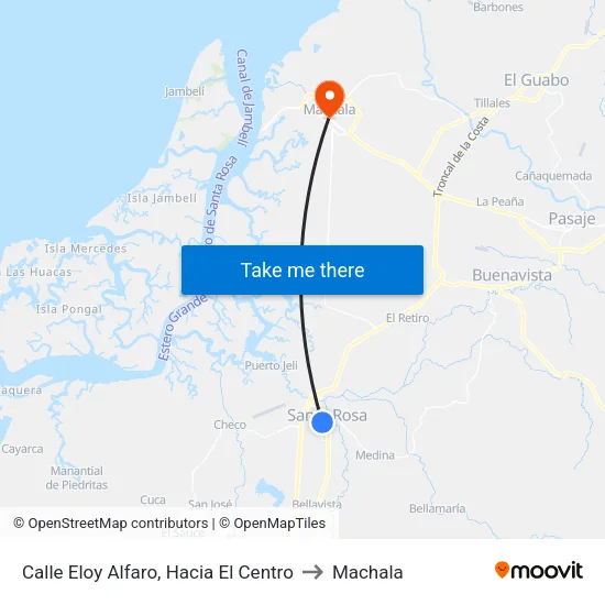 Calle Eloy Alfaro, Hacia El Centro to Machala map