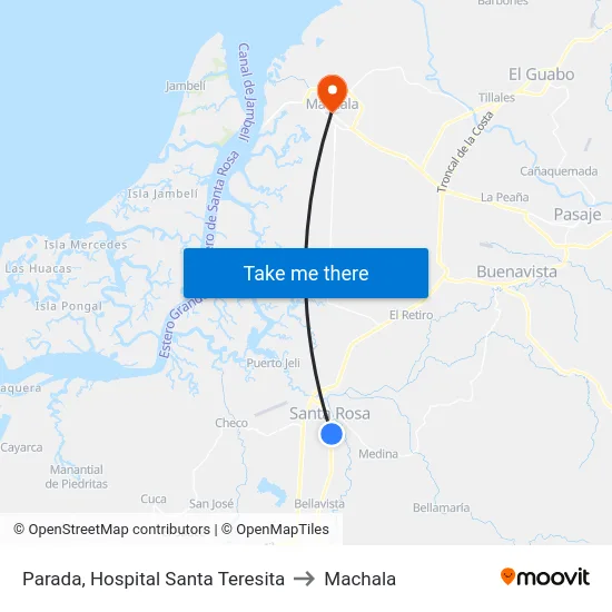 Parada, Hospital Santa Teresita to Machala map
