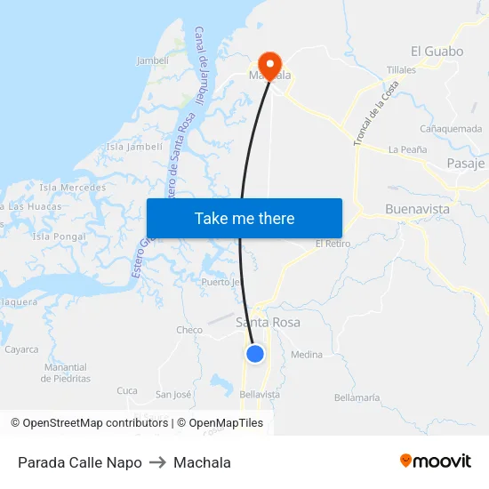 Parada Calle Napo to Machala map