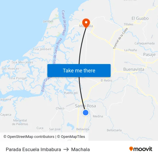 Parada Escuela Imbabura to Machala map