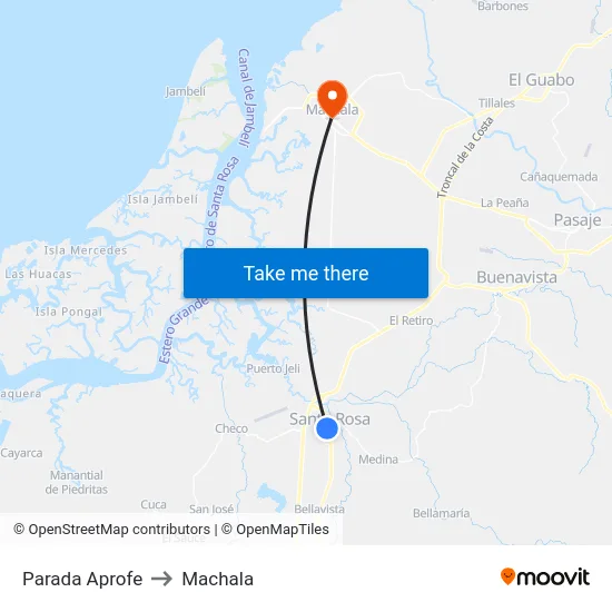 Parada Aprofe to Machala map