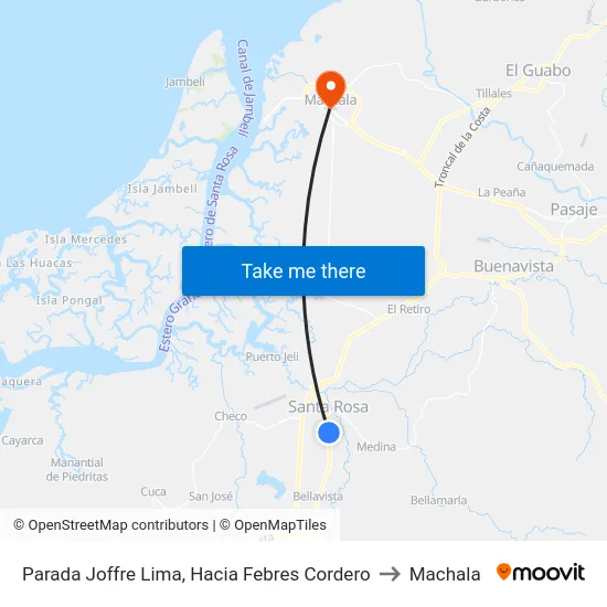 Parada Joffre Lima, Hacia Febres Cordero to Machala map