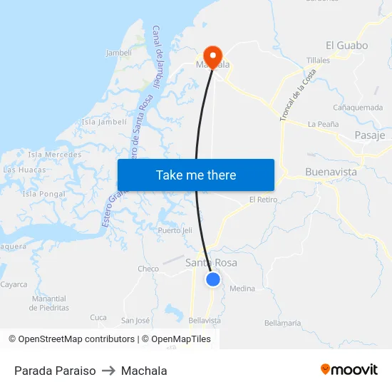 Parada Paraiso to Machala map