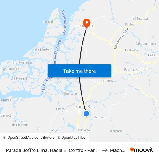 Parada Joffre Lima, Hacia El Centro - Paraiso to Machala map