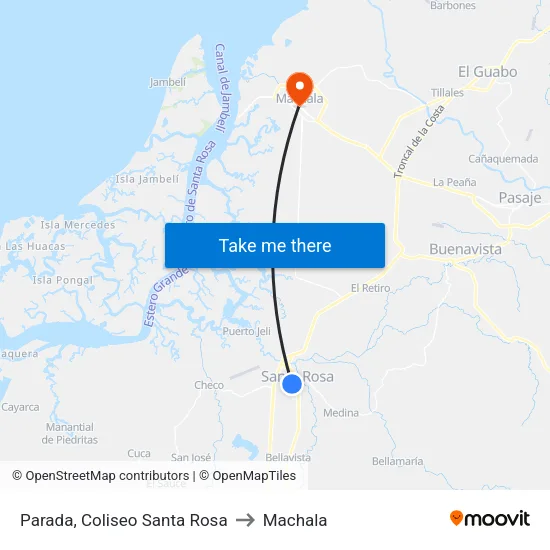 Parada, Coliseo Santa Rosa to Machala map