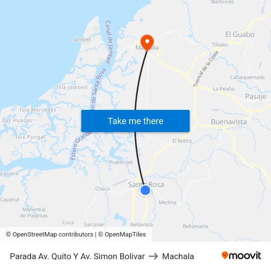 Parada Av. Quito Y Av. Simon Bolivar to Machala map