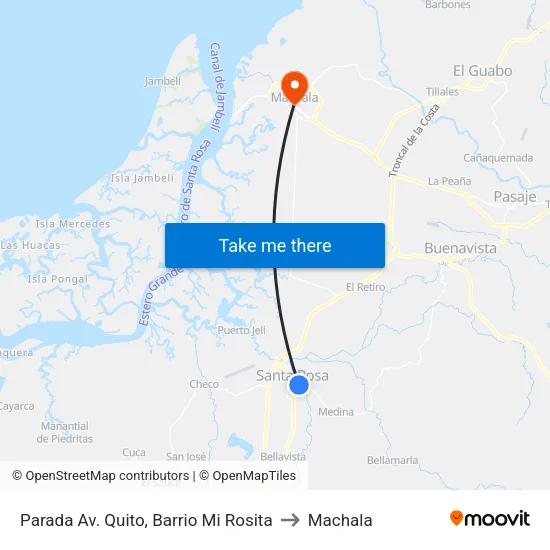 Parada Av. Quito, Barrio Mi Rosita to Machala map