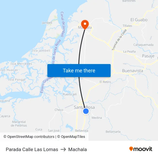 Parada Calle Las Lomas to Machala map