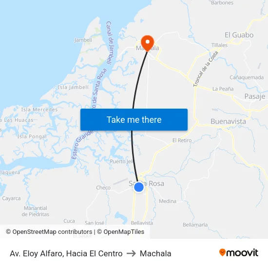Av. Eloy Alfaro, Hacia El Centro to Machala map