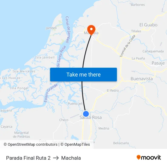 Parada Final Ruta 2 to Machala map